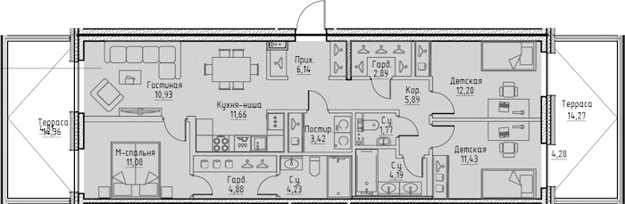 3-комнатная квартира 99.31 м², 1/10 эт., ЖК «LEGENDA Сампсониевский 32»